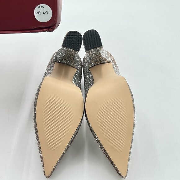 YDN Silver Champagne Glitter Platform Pointed Toe Pumps Special High Heel Shoe - Picture 7 of 8